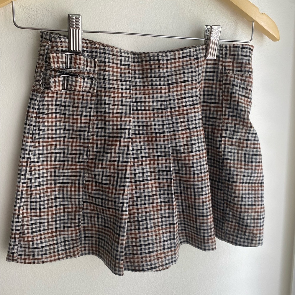 Zara Girls Skort Skater Mini Skirt Pleated Gingham Plaid 11 12 School Preppy
